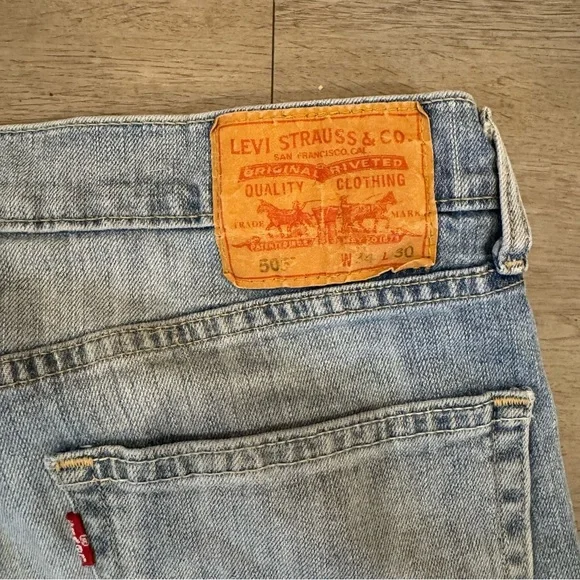 Levi's Men's 505 Original Fit 34x30 Blue Jeans 00505-2765 - Picture 7 of 7